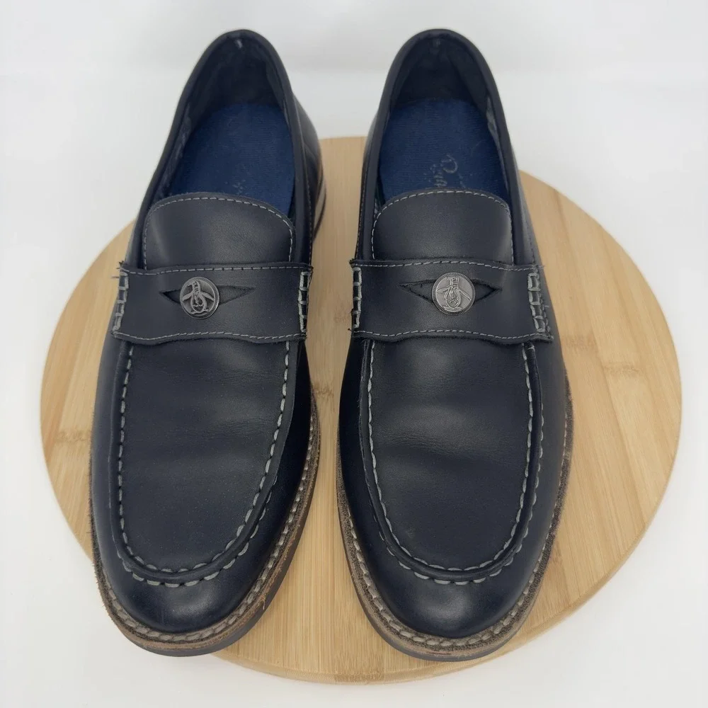 Original‎ Penguin Benson Shoes Mens Size 11 Black Leather Penny Loafers Dress